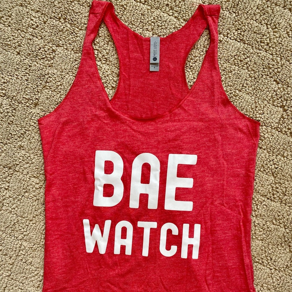 Super soft red Bae Watch racerback tank!